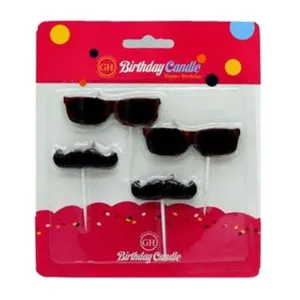 شمع تولد مدل عینک و سبیل مجموعه 4 عددی
