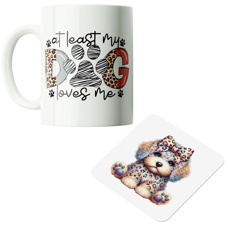 ماگ پاد آفرین مدل سگ کیوت فانتزی بامزه کارتونی کد PZ158 به همراه زیرلیوانی