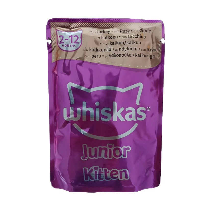پوچ بچه گربه ویسکاس مدل Pouch Junior Kitten Turkey با طعم بوقلمون وزن 85 گرم