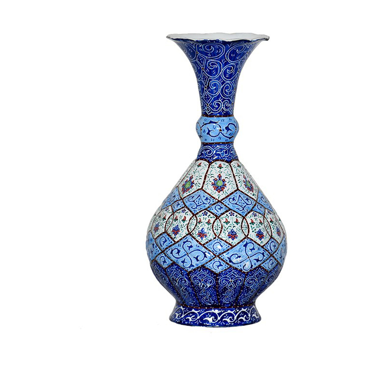 گلدان مسی میناکاری شده سی دا کد MI03013 ارتفاع 20  سانتی متر