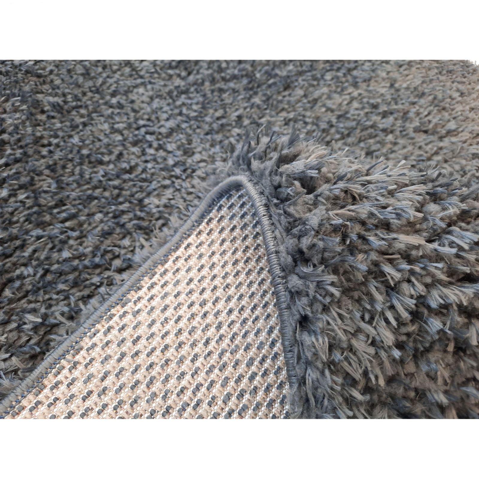 فرش ماشینی مدل شگی فلوکاتی زمینه نوک مدادی