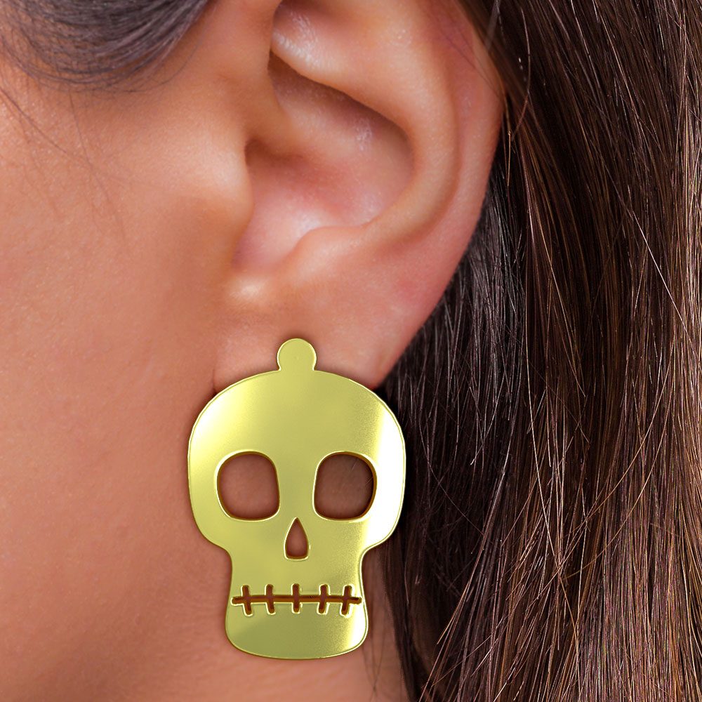گوشواره طلا 18 عیار زنانه مدوپد مدل جمجمه کد GA1-15701