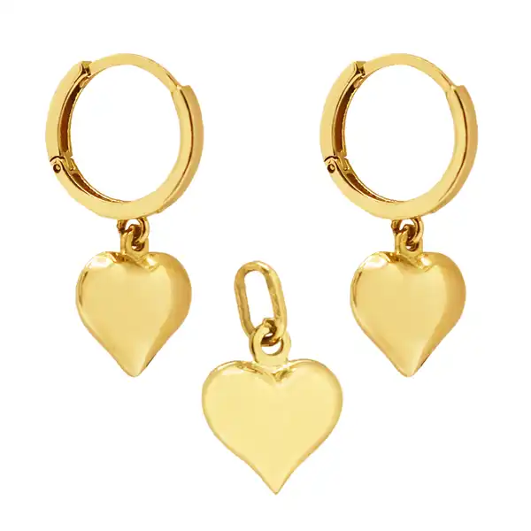 نیم ست طلا 18 عیار زنانه گالری مرجان طرح قلب مدل 1090