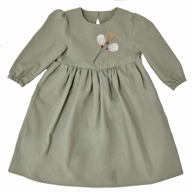 پیراهن آستین سه ربع یقه گرد دخترانه مدل بادکنکی