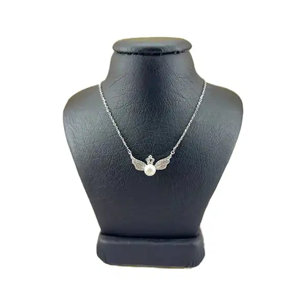 گردنبند نقره زنانه مدل بال فرشته و مروارید کد 3267451