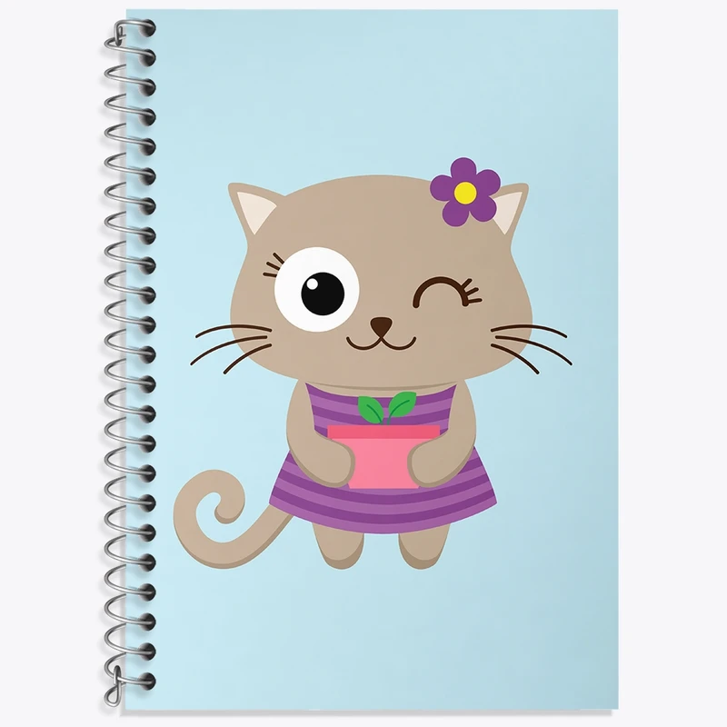 دفتر لغت 50 برگ خندالو طرح گربه و گل کد N1057