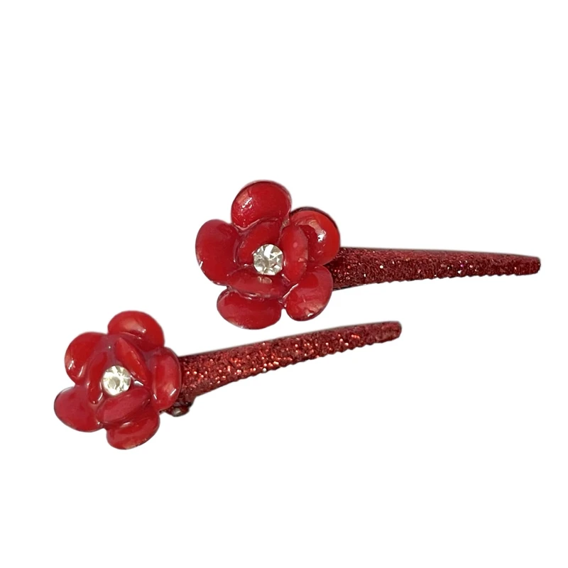 گیره مو زنانه مدل رزینی طرح گل بسته 2 عددی