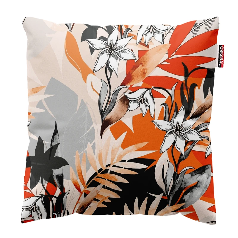 کوسن پاد آفرین مدل مینیمال طرح گل و برگ کد PK303525 سایز 30*30 سانتی متر