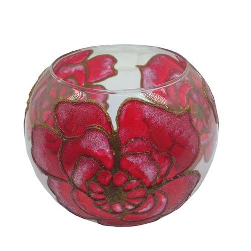 تنگ شیشه ای مدل ویترای طرح گل کد 0017