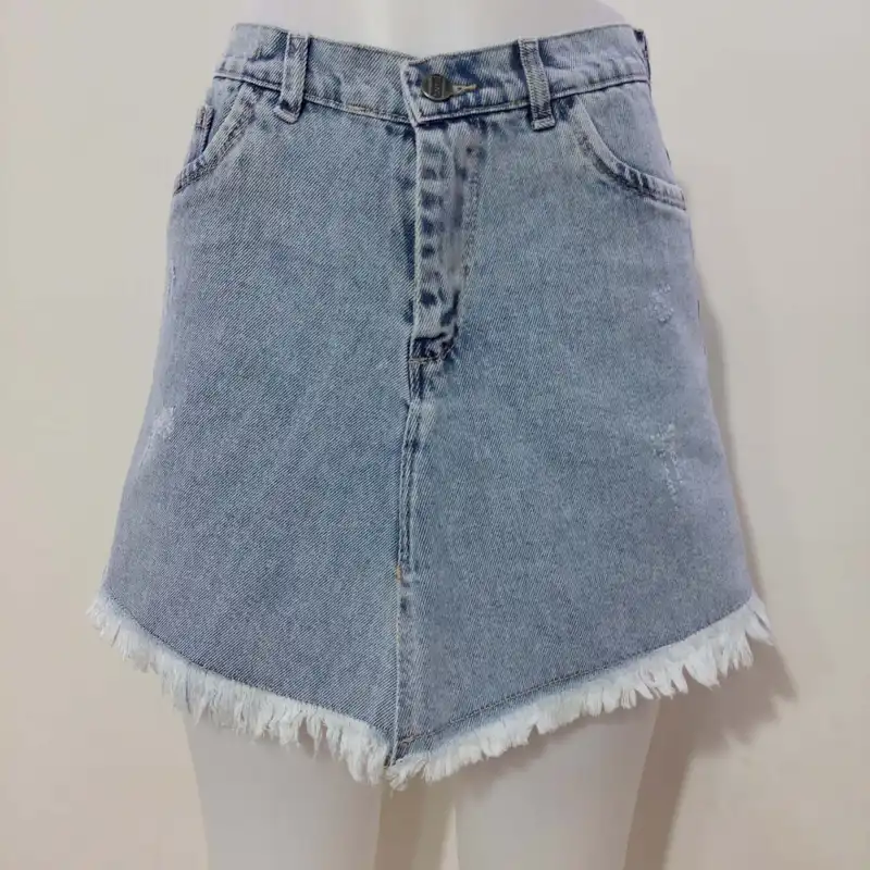 دامن خمرهای زنانه مدل جین پایین ریش کد 01