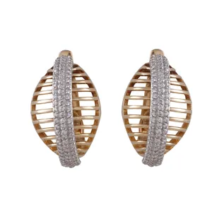 گوشواره طلا 18 عیار زنانه جواهری گاندی مدل 12875