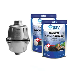 فیلتر تصفیه کننده آب دوش حمام اس اس وی مدل Dechlorinate به همراه شارژ یدک کد 001 وزن 140 گرم مجموعه 2 عددی
