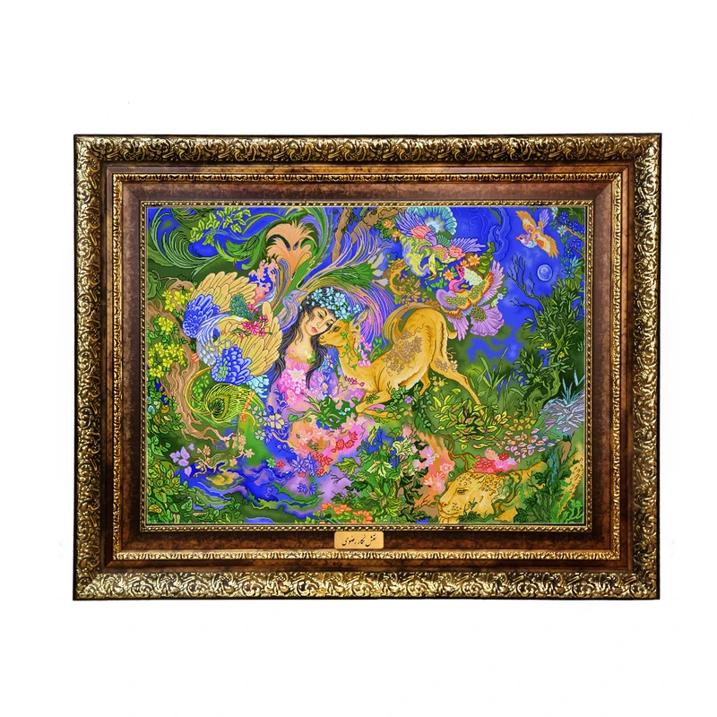 تابلو فرش ماشینی نقش نگار رضوی طرح مینیاتور کد 1467KH