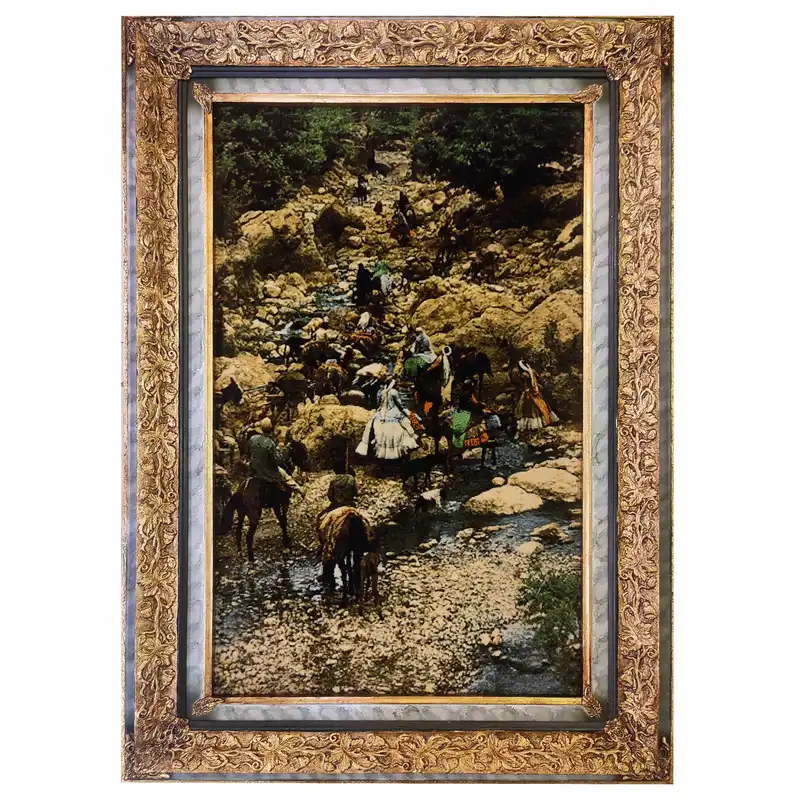 تابلو فرش دستبافت طرح کوچ مدل 47