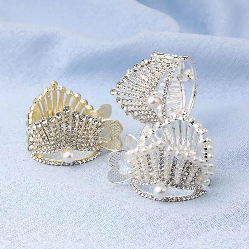 گیره مو زنانه مدل تاج دار مرواریدی