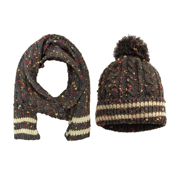 ست کلاه و شال گردن بافتنی بچگانه کولزیون کد 626