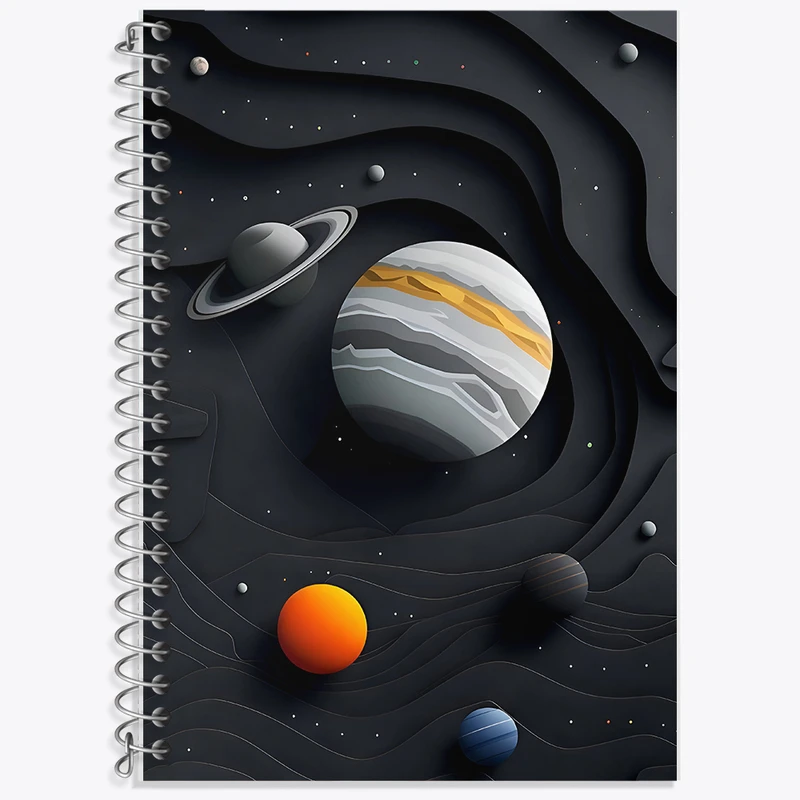 دفتر زبان 50 برگ خندالو مدل سه خط طرح کهکشان (galaxy) کد F7973