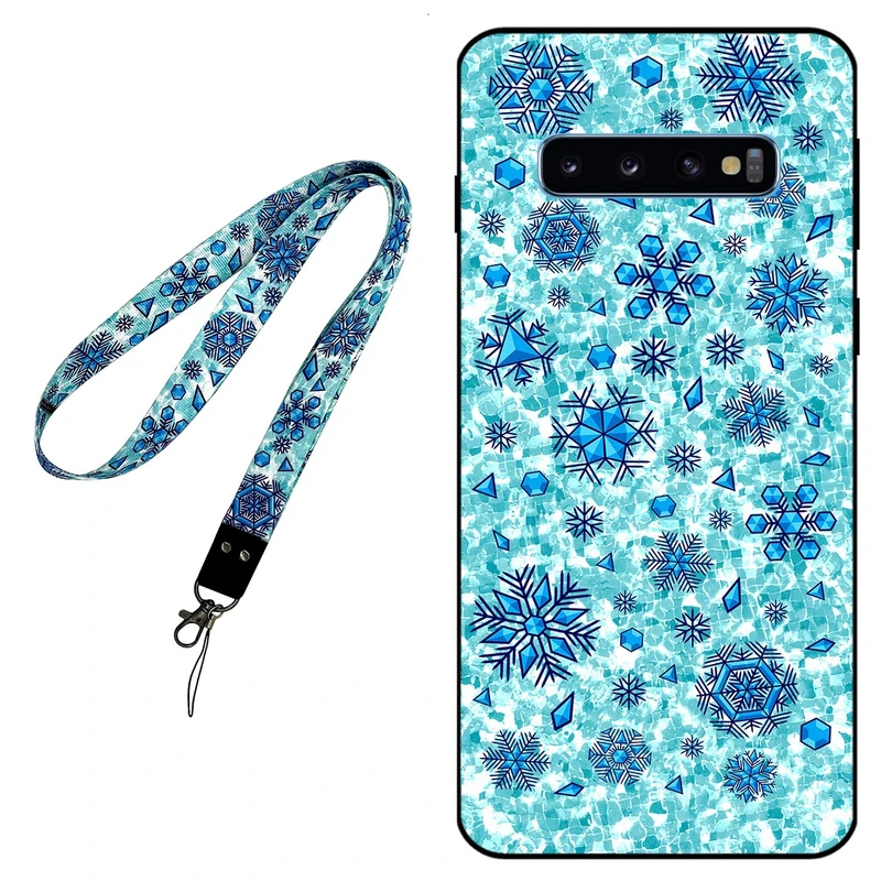 کاور مگافون طرح برف مدل 0014 مناسب برای گوشی موبایل سامسونگ Galaxy S10 Plus به همراه بند گردنی 