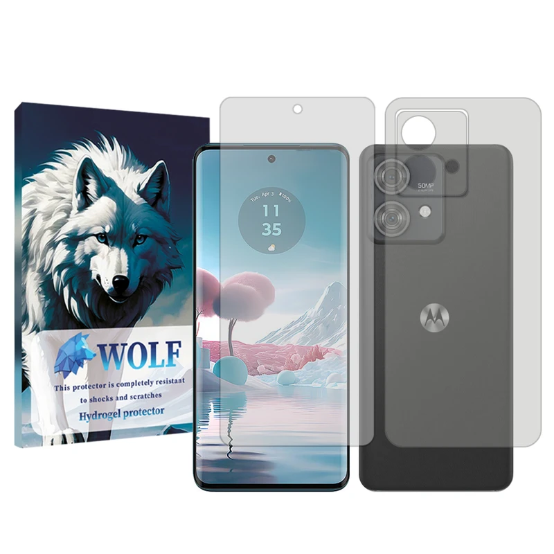 محافظ صفحه نمایش شفاف ولف مناسب برای گوشی موبایل موتورولا Edge 40 Neo به همراه محافظ پشت گوشی