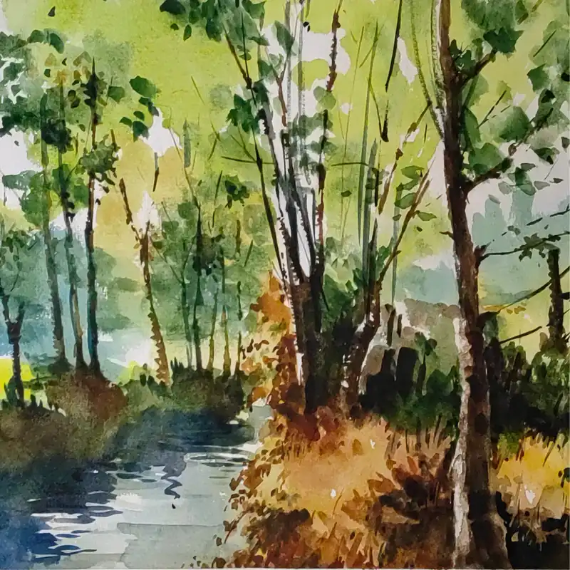 نقاشی آبرنگ طرح طبیعت کد 1016