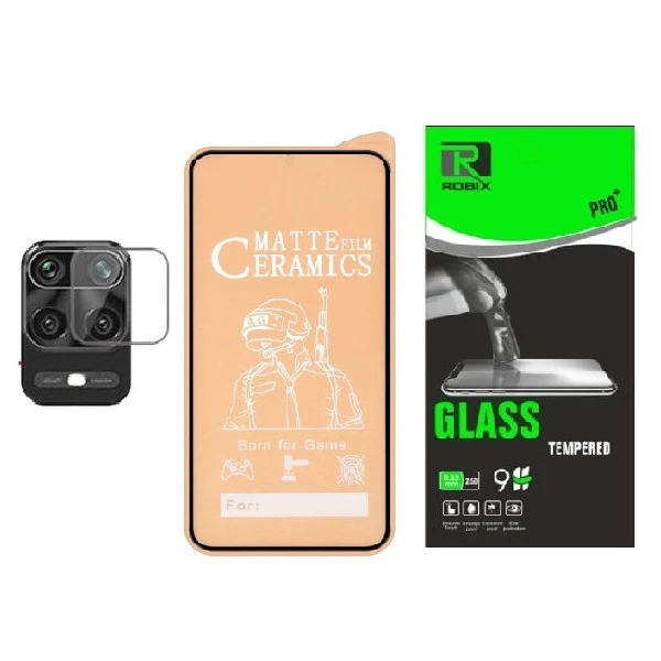 محافظ صفحه نمایش مات روبیکس مدل CR-Note9pro مناسب برای گوشی موبایل شیائومی Redmi Note 9pro به همراه محافظ لنز دوربین