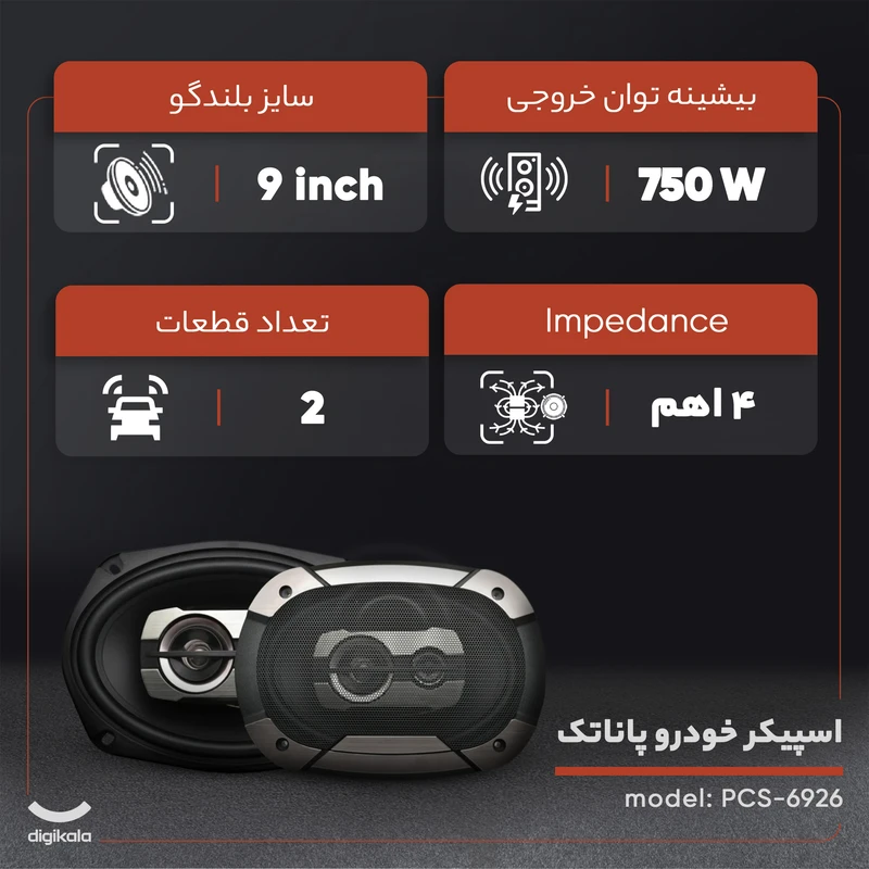 عکس شماره 4 : اسپیکر خودرو پاناتک مدل pcs-6926 بسته دو عددی