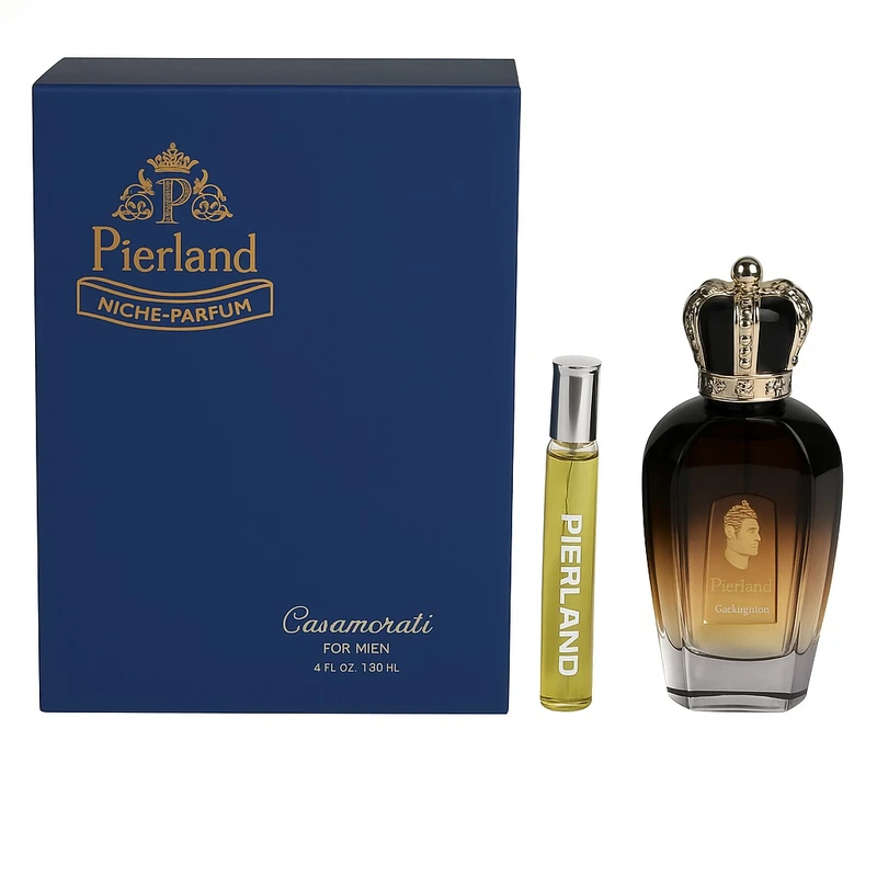ادو پرفیوم مردانه پیرلند مدل کازاموراتی با رایحه گرم و تند حجم 120 میلی لیتر به همراه عطر جیبی مدل کازاموراتی با رایحه گرم و تند 30 میلی لیتر