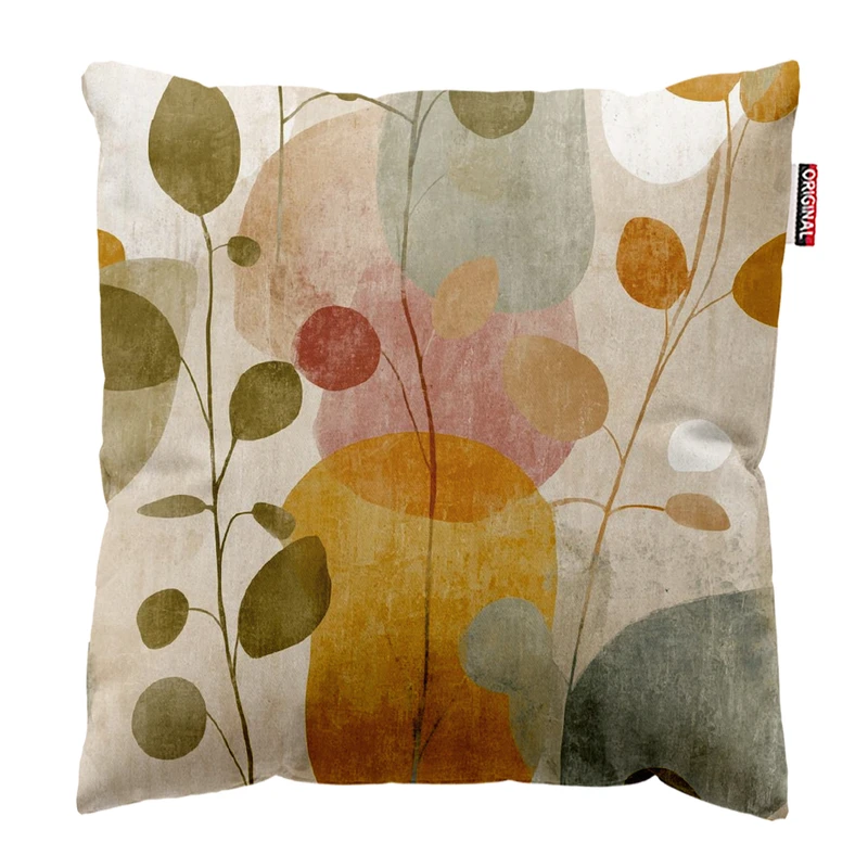 کوسن پاد آفرین مدل مینیمال طرح گل و برگ کد PK403408 سایز 40*40 سانتی متر