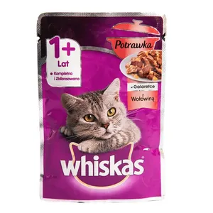 پوچ گربه ویسکاس مدل گوشت گاو وزن 85 گرم