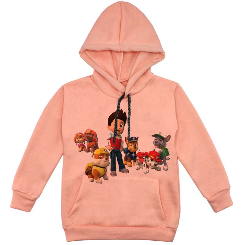 هودی پسرانه مدل سگ های نگهبان F76 رنگ گلبهی