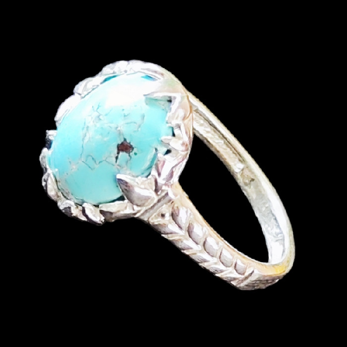 انگشتر نقره زنانه مدل فیروزه نیشابور کد 3300