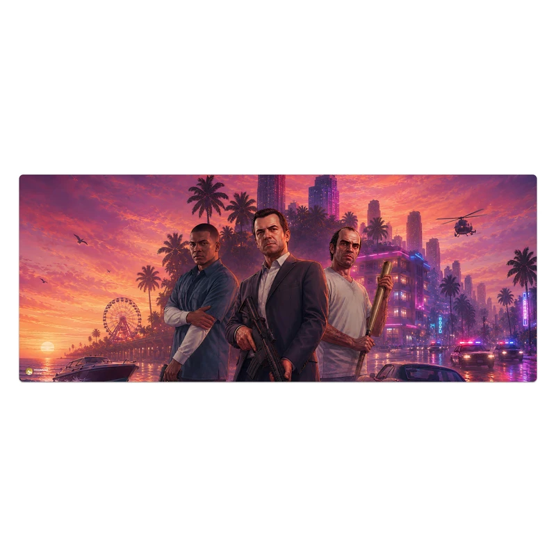 ماوس پد هومرو مدل HX502 طرح GTA سایز 40x100 سانتی‌متر