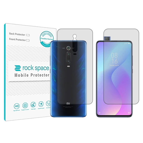محافظ صفحه نمایش شفاف راک اسپیس مدل Anti Shock مناسب برای گوشی موبایل شیائومی Mi 9T Pro به همراه محافظ پشت گوشی