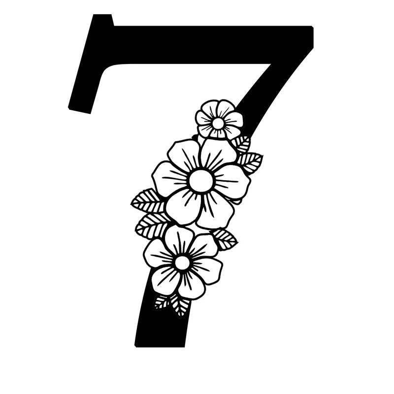 استیکر مدل استیکرچوبی مدل اعداد انگلیسی طرح گل دار کد AD-GOL-7