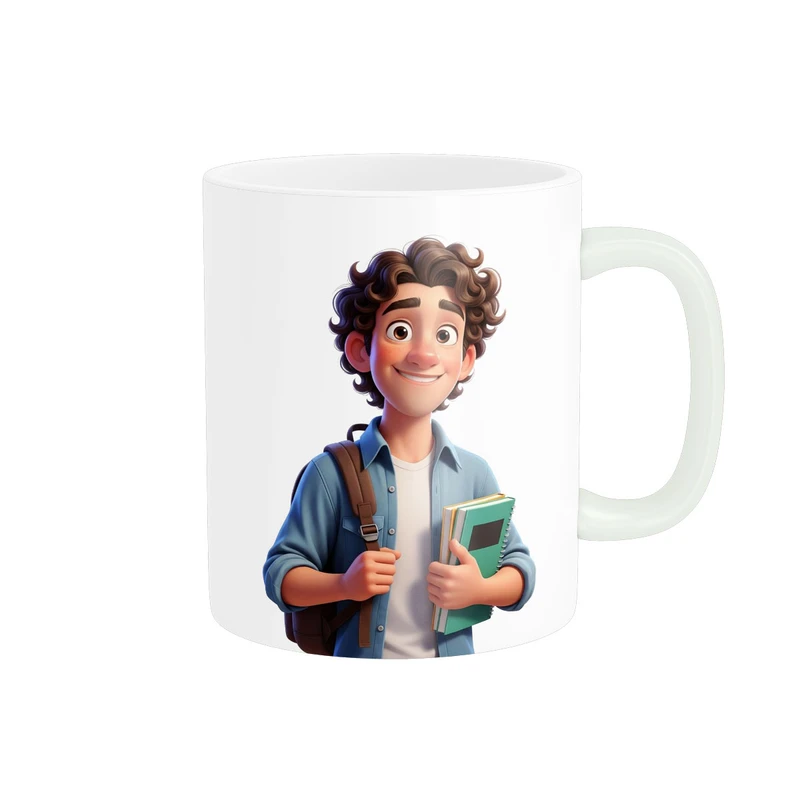 ماگ پاد آفرین مدل پسر دانشجو مو فرفری بامزه فانتزی کد 1596