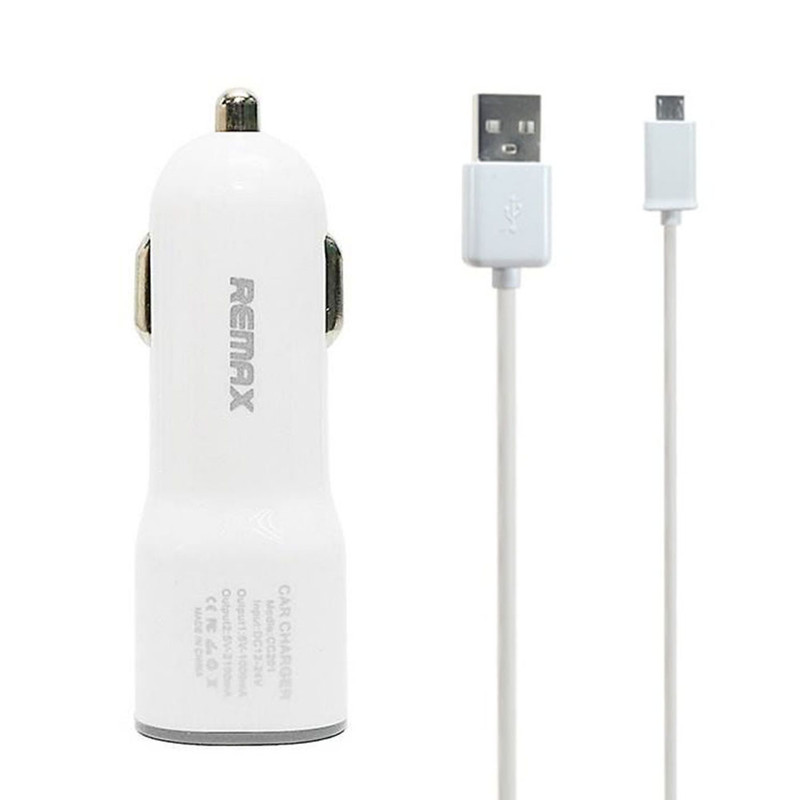 تصویر شارژر فندکی ریمکس مدل CAR CHARGER 01 به همراه کابل microUSB