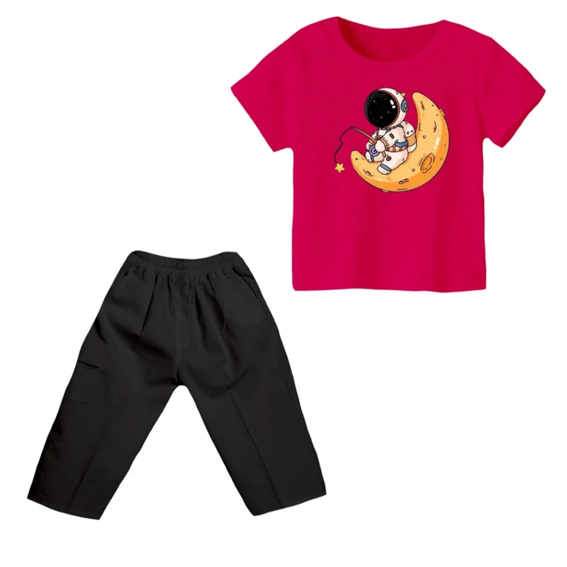 ست تی شرت و شلوارک پسرانه مدل فضانورد کد ۲۱