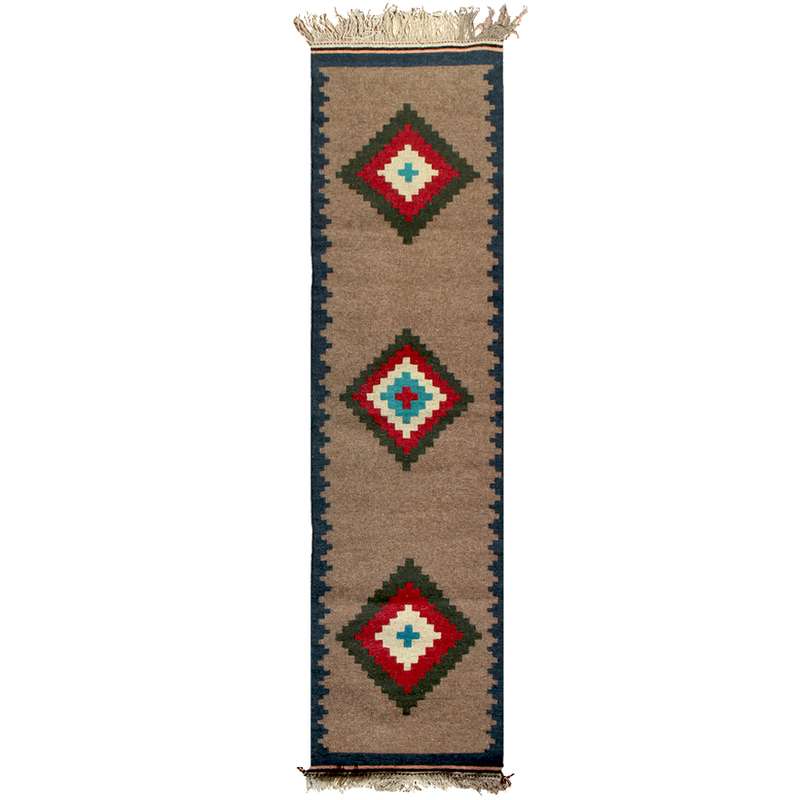 گلیم دستبافت کناره طول دو و نیم متر مدل قشقایی کد GH99055
