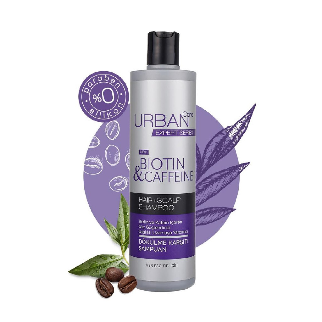 شامپو ضد ریزش مو اربن کر مدل biotin amp caffeine حجم 350 میلی لیتر