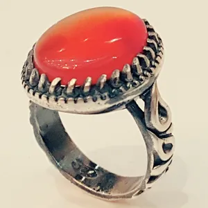 انگشتر نقره مردانه مدل سنگ عقیق یمانی کد P8300