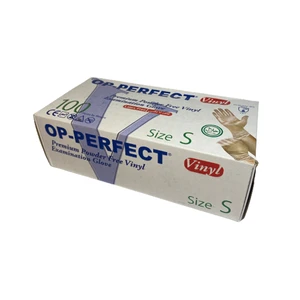 دستکش طبی وینیل اوپی پرفکت مدل پریمیوم سایز اسمال بسته 100 عددی