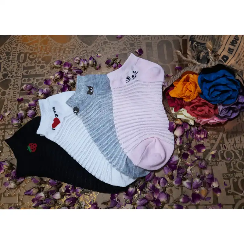 جوراب ساق کوتاه زنانه لنتر مدل شیشه ای کد RING مجموعه 4 عددی