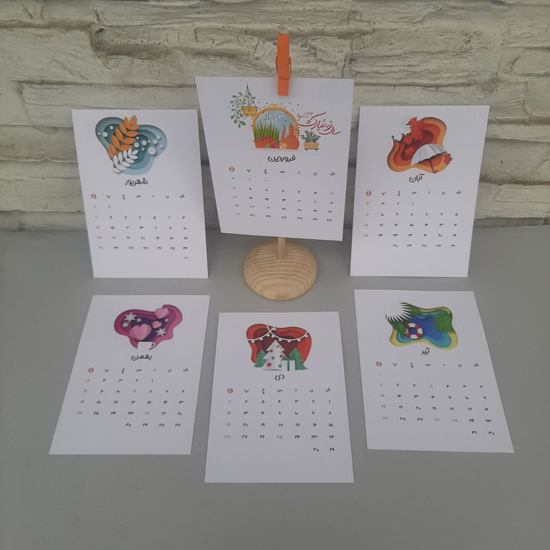 تقویم رومیزی سال 1403 مدل استندی طرح مینیمال کد WCM01