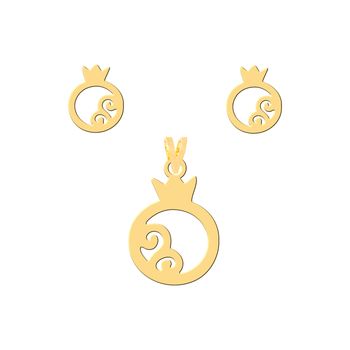 نیم ست طلا 18 عیار زنانه کرابو طرح انار مدل Kr8006