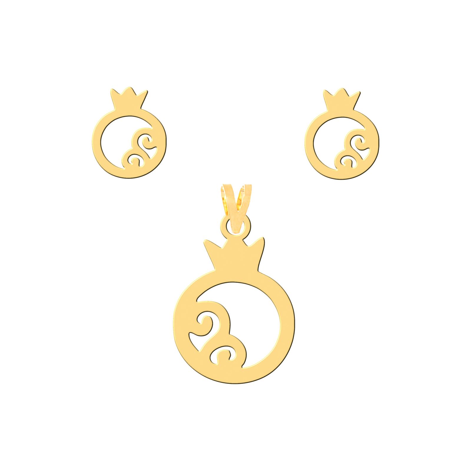نیم ست طلا 18 عیار زنانه کرابو طرح انار مدل Kr8006 -  - 1