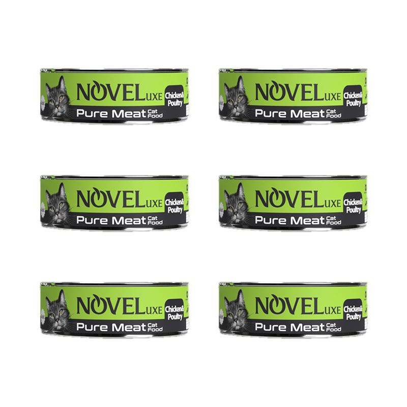 کنسرو گربه نوول لوکس مدل Chicken Poultry وزن 120 گرم بسته 6 عددی