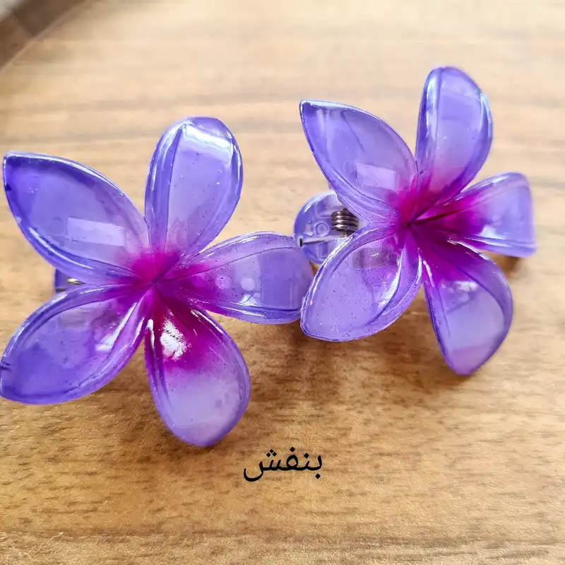 گیره مو زنانه مدل گل پلومریا پنسی بسته 2 عددی