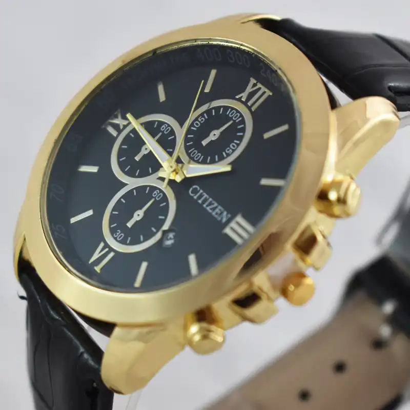 ست ساعت مچی عقربه ای زنانه و مردانه مدل چرم سه موتوره کد 223M