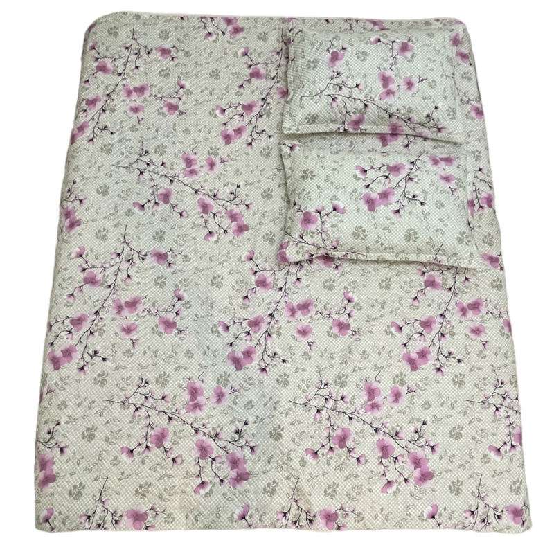 سرویس روتختی مدل پنبه دوزی شکوفه یک نفره دو تکه