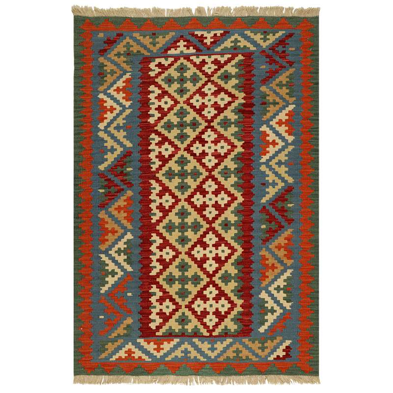 گلیم دستبافت یک و نیم متری مدل قشقایی کد 999077